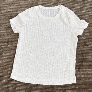 White Short Sleeve Lace Tee